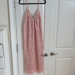 Pink Lace-Trim Slip Dress
